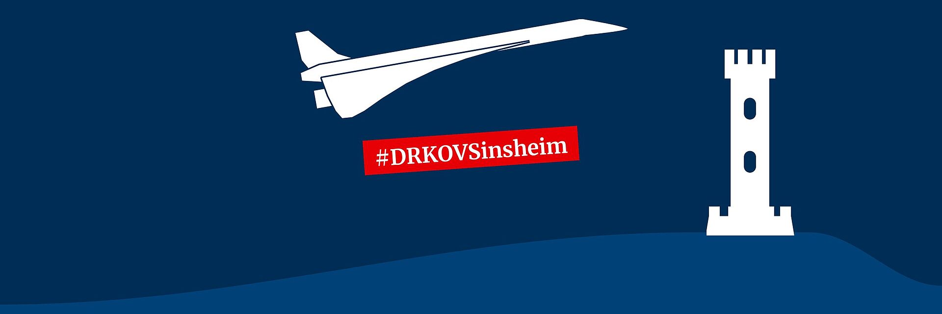 Burg Steinsberg und Concorde in Dunkelblau, dazu der Hashtag #DRKOVSinsheim